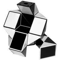 головоломка Змейка 24 сегмента / 50 см бело-чёрная с квадратным сечением
