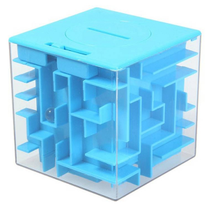 головоломка Копилка Лабиринт синяя (Maze Box), 8 см